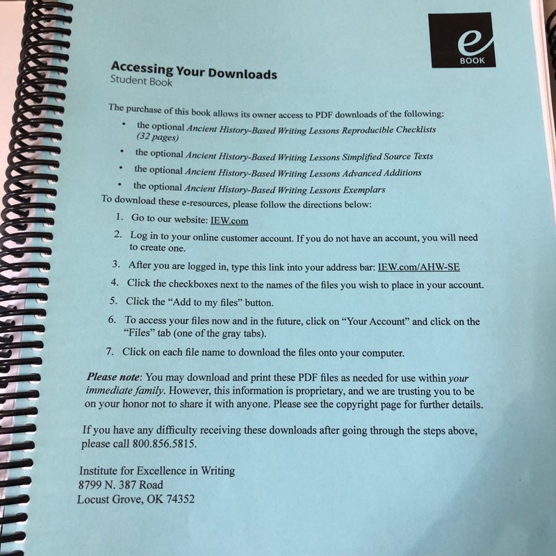 Ancient History-Based Writing Lessons [Teacher's Manual] (Sixth Edition)