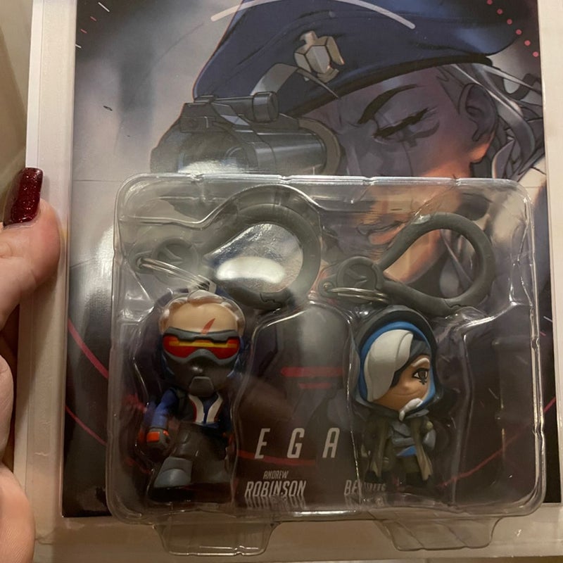 Overwatch Ana and Soldier 76 Comic Book and Backpack Hanger Two-Pack