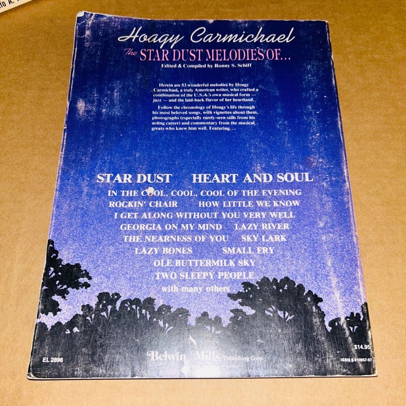 Hoagy Carmichael: The Star Dust Melodies Of... Piano Vocal Lyrics Chords Music