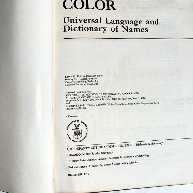 COLOR Universal Language and Dictionary of Names - NBS Special Publication 440