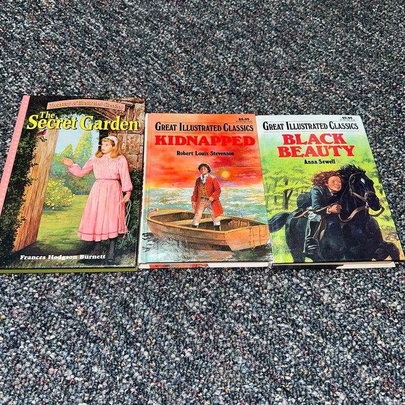 3 great illustrated classics The secret Garden/ kidnapped /Black Beauty 