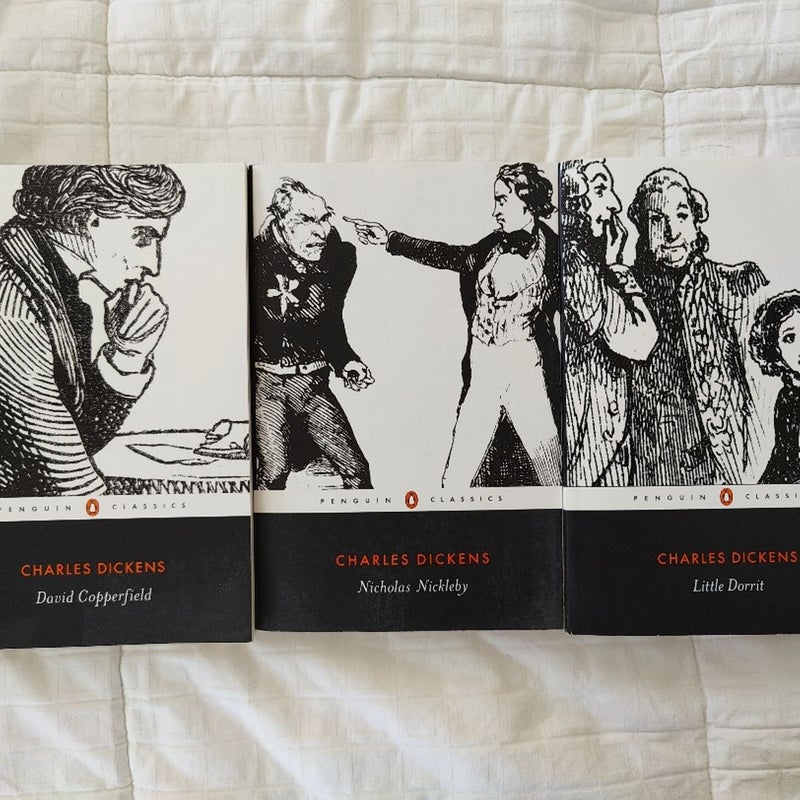 3 Penguin Classics, Charles Dickens: Little Dorrit, Nicholas Nickleby, David Copperfield