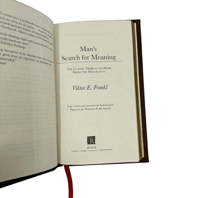 Man's Search for Meaning by Viktor E. Frankl Leather-Bound Edition