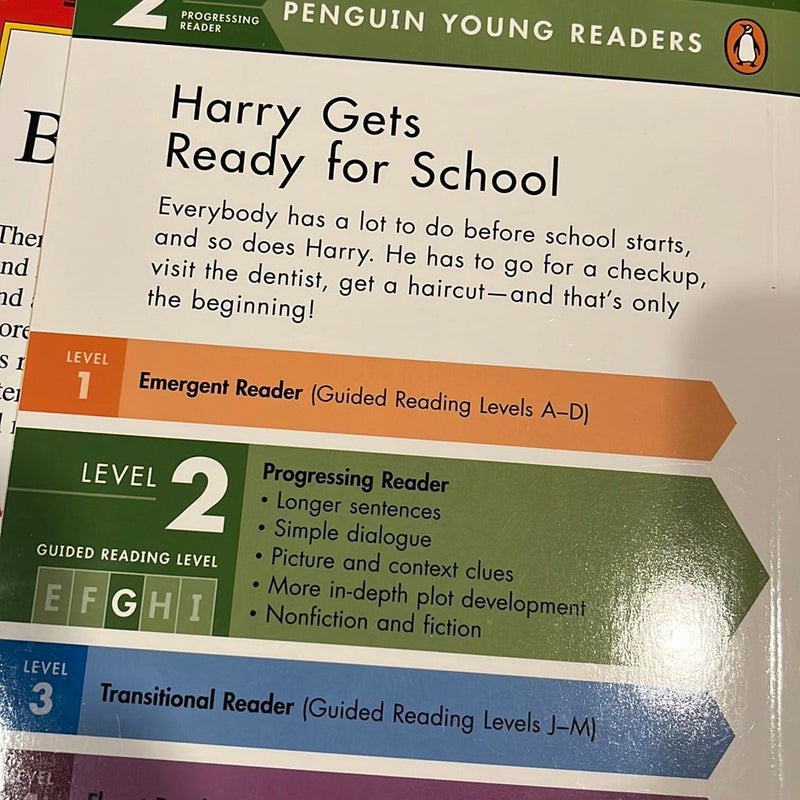 Level 2 bundle *like new: One Hundred Shoes, Harry Gets Ready For School, Arthur’s Back to School Day