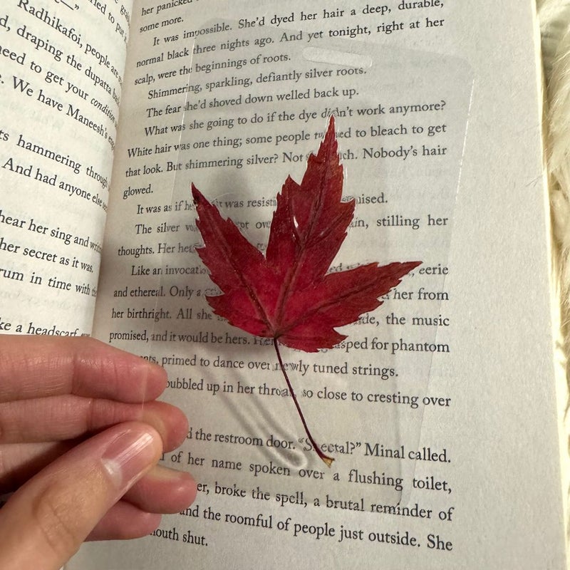 Real red leaf window bookmark 🍁