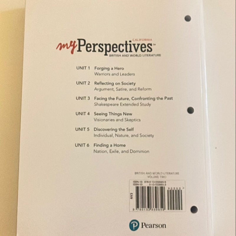 My Perspective California British and World Literature Volume 2