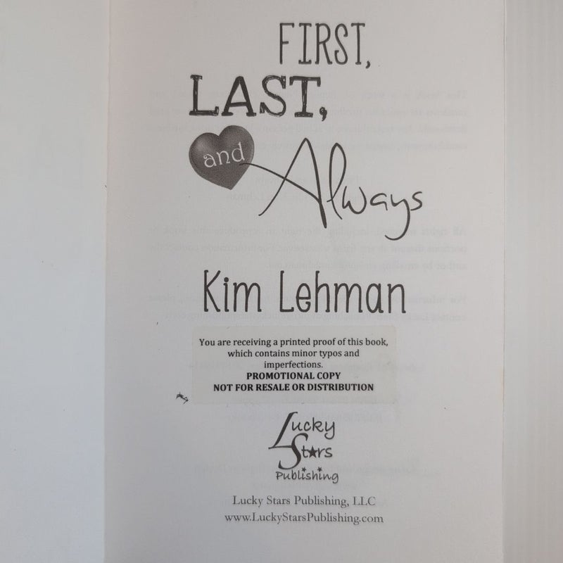 First, Last, and Always *SIGNED*