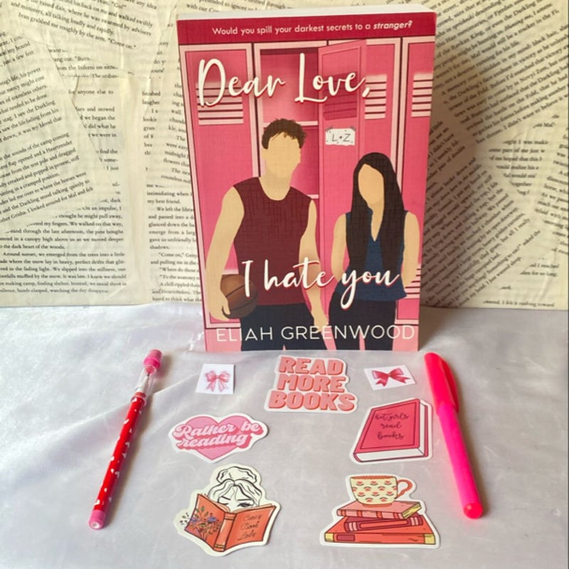 Pink valentines day book box (Dear Love, I Hate You special edition from cover to cover box)