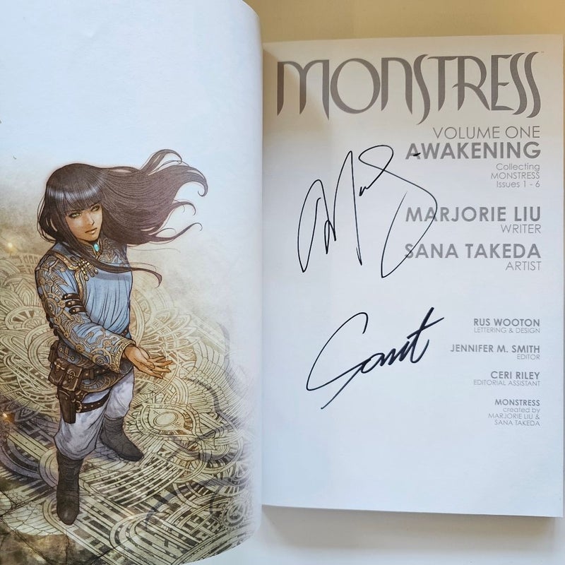 Monstress Volume 1 Double Signed and Monstress Volume 2 graphic novels