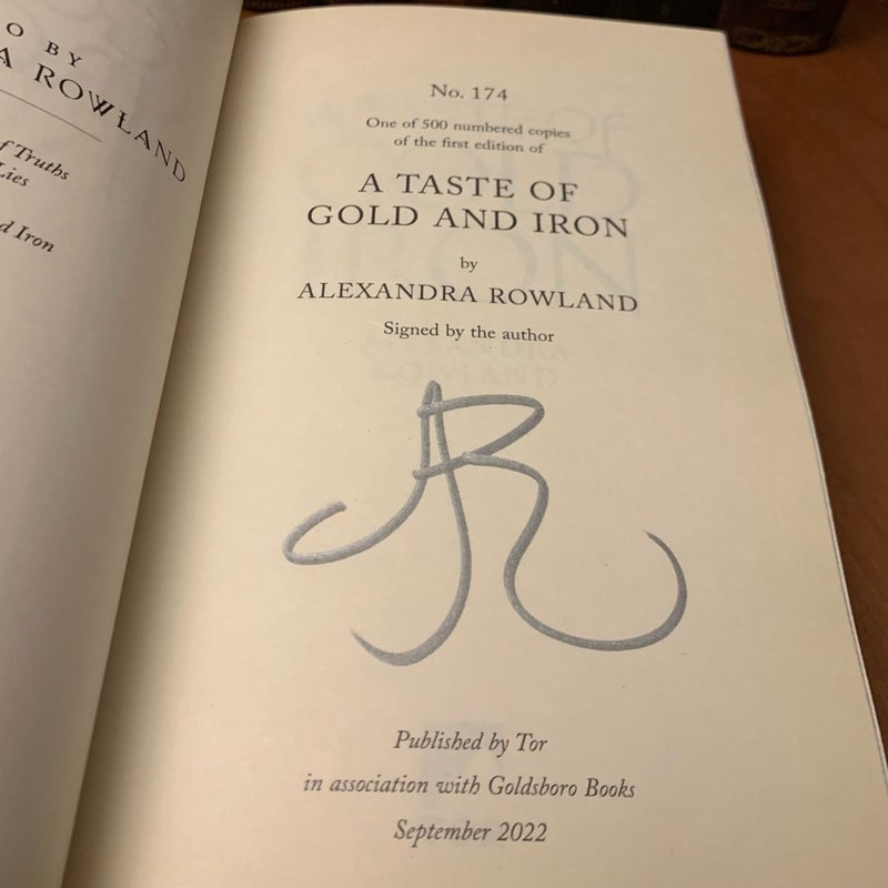 GOLDSBORO A Taste of Gold and Iron, 174/500 Signed First Edition