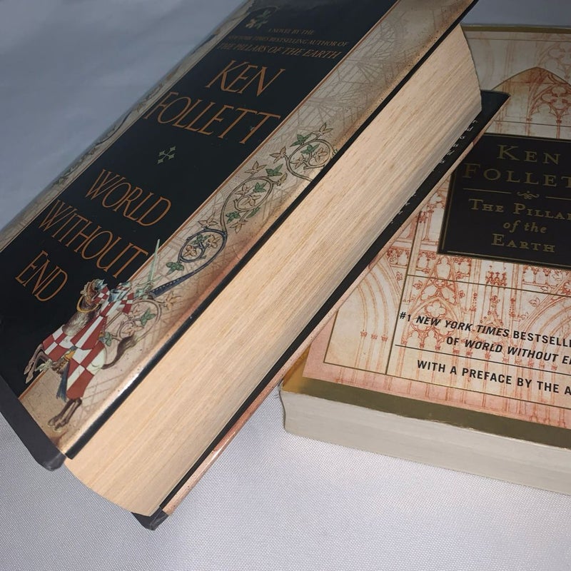 2 Books World Without End, The Pillars Of The  By Ken Follett 2007  1st Edition