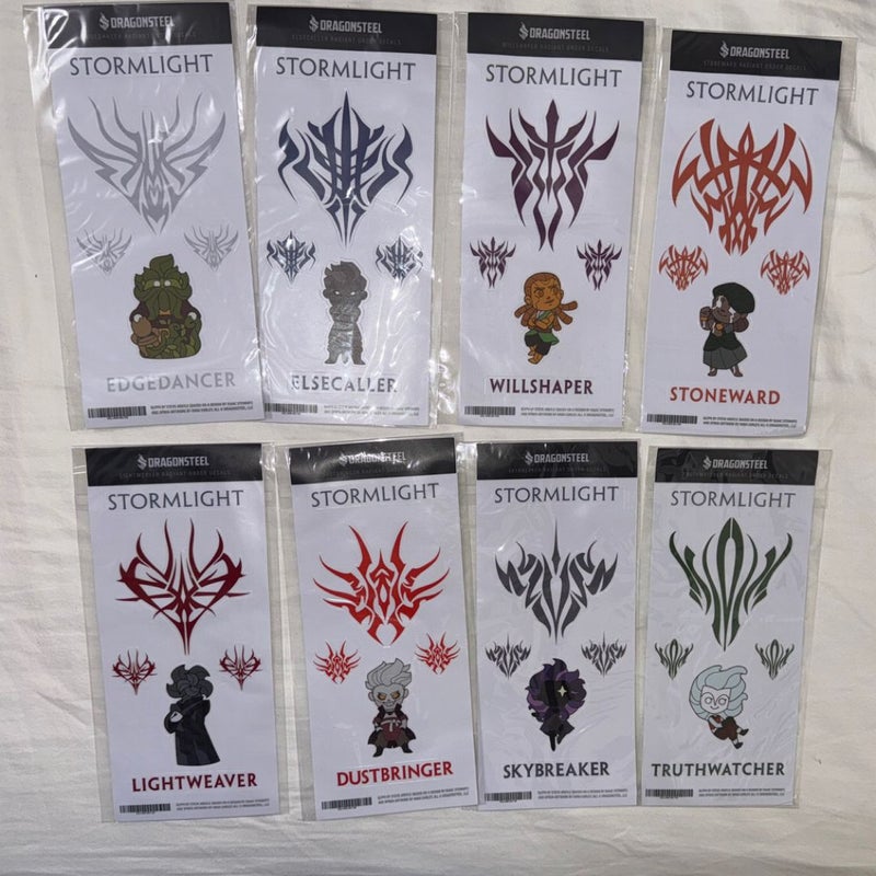 Words of radiance: backerkit sticker packs all but Windrunner and Bondsmith 