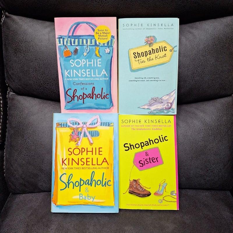 4 Sophie Kinsella Shopaholic Bundle Set Lot: Confessions of a Shopaholic, Shopaholic & Baby, Shopaholic Ties the Knot and Shopaholic & Sister