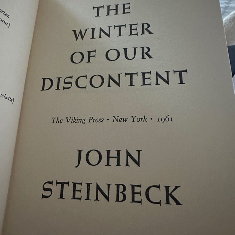 The Winter of Our Discontent by John Steinbeck 1st Edition Vintage HC/DJ 1961