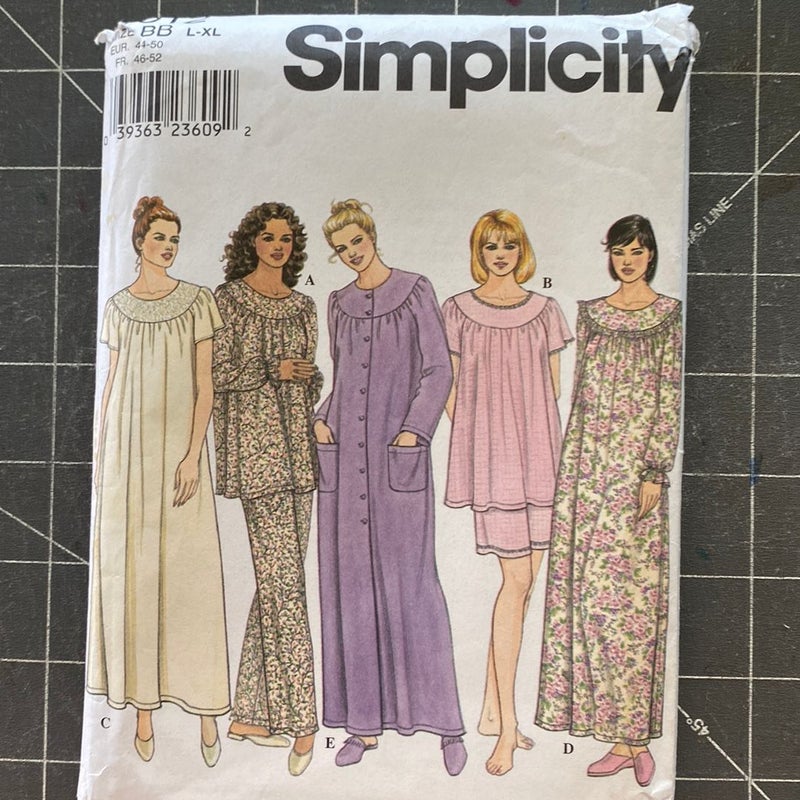 Simplicity 9012 Misses Sleepwear Sewing Pattern size L-XL