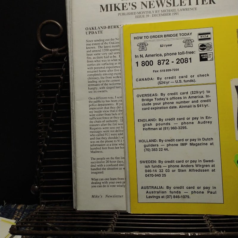 Bridge Today and Mikes Newsletter 1991-1998