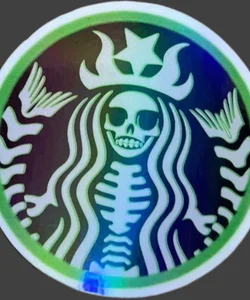 Inspired Goth Mermaid Coffee Iridescent Sticker