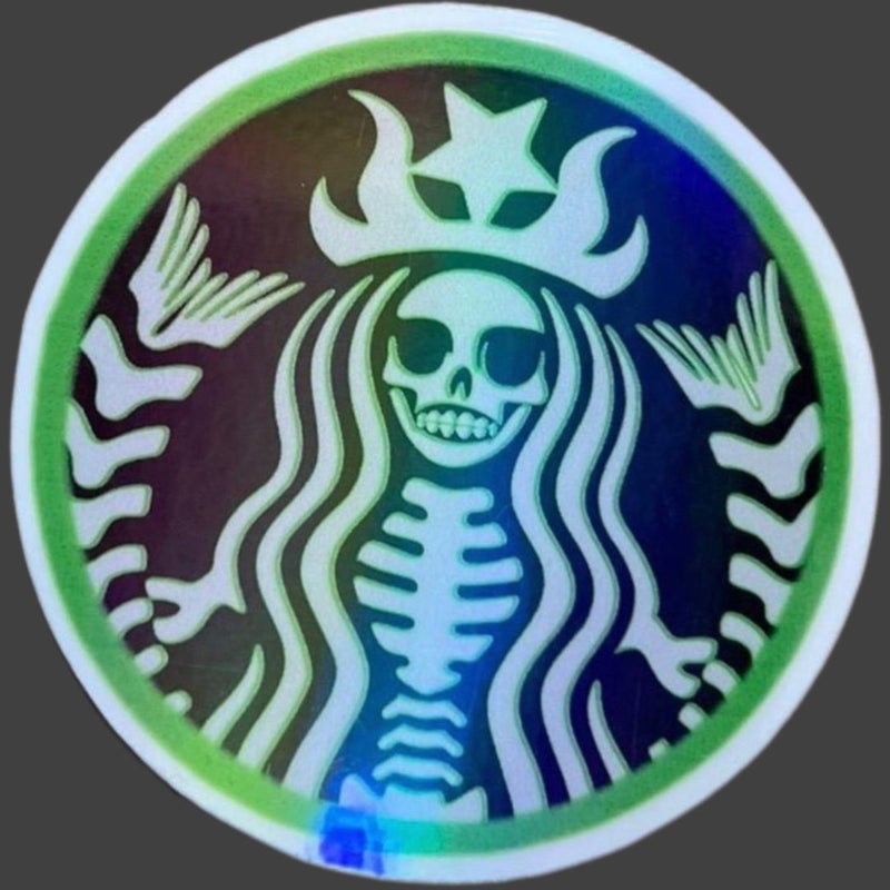 Inspired Goth Mermaid Coffee Iridescent Sticker