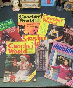 7 Vintage Crochet World Magazines from 1983
