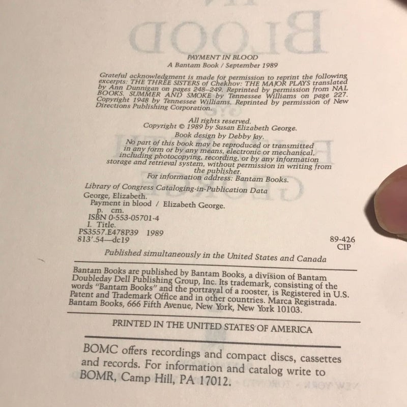 1989 Ed * Payment in Blood