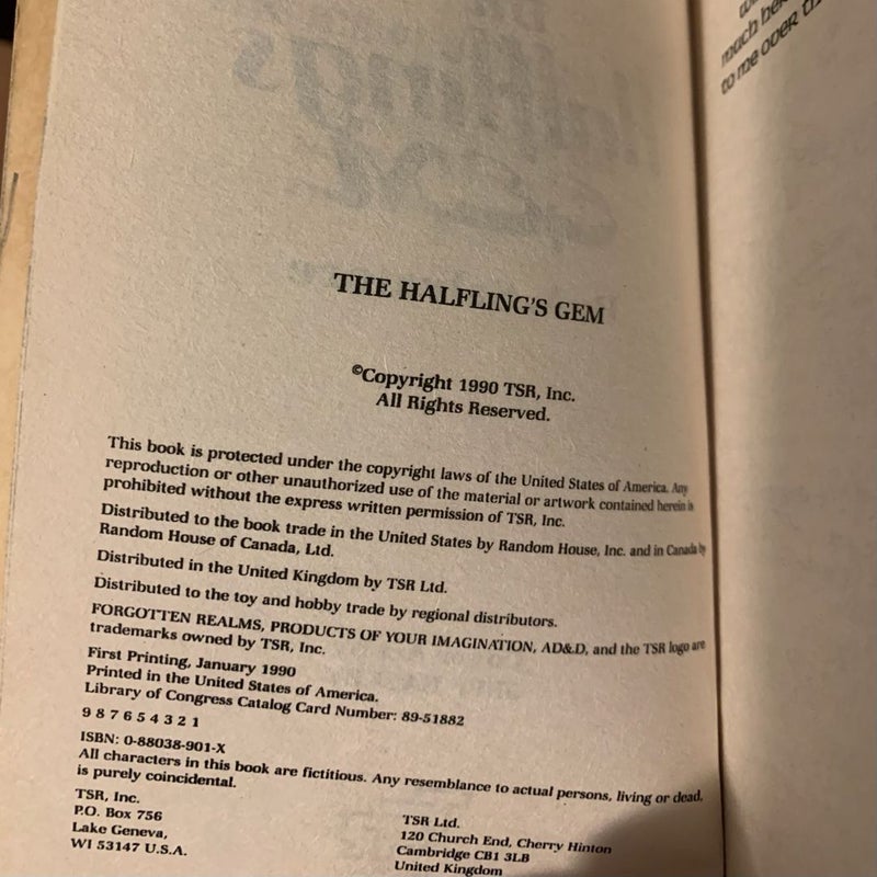 Vintage Forgotten Realms: The Halfling's Gem, Legend of Drizzt, Icewind Dale 3, 1990 First Edition First Printing