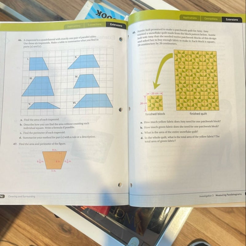 Connected Mathematics 3 Student Edition Grade 6: Covering and Surrounding: Two-Dimensional Measurement Copyright 2014