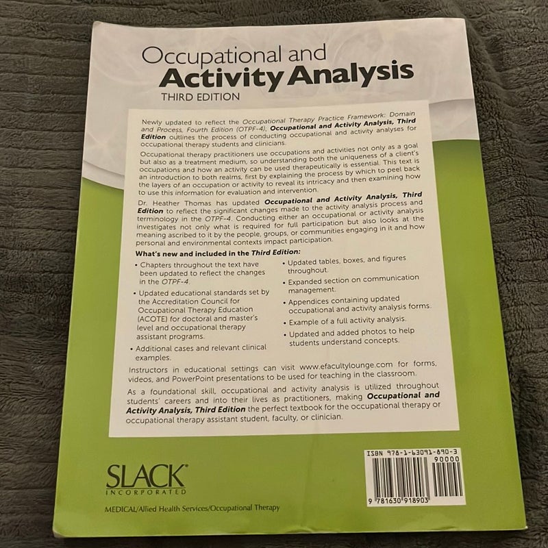 Occupational and Activity Analysis