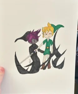 Hand drawn link and dark link print