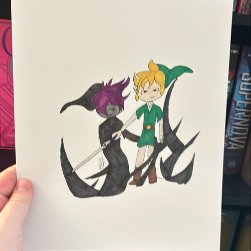 Hand drawn link and dark link print