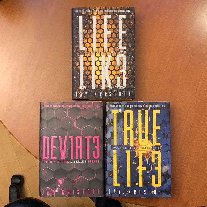 LIFEL1K3 Trilogy Books 1-3: LIFEL1K3, DEV1AT3, TRUEL1F3 (All First Edition, First Print)