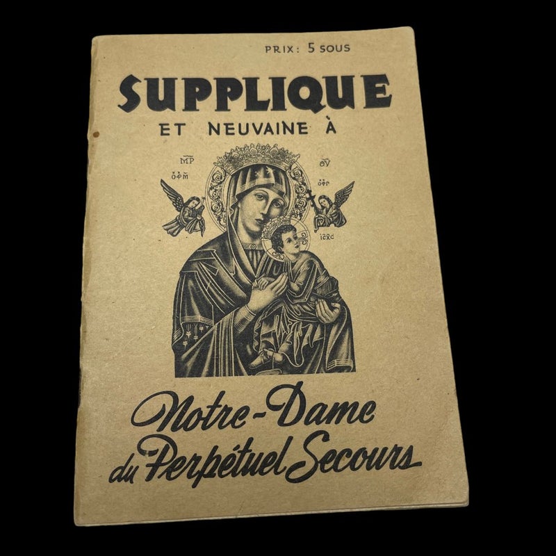 French Catholic Religious Book supplique à notre dame du perpétuel secours