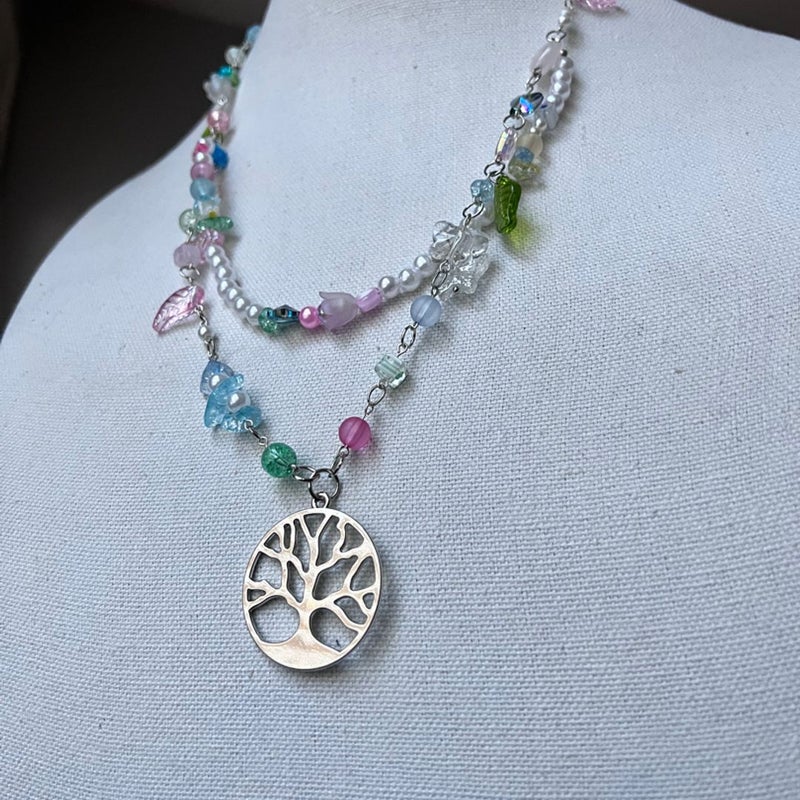 Handmade tree of life clutter necklace 