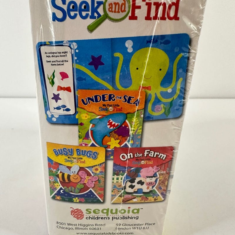 My First Little Seek and Find book box, 3 books Farm, Bugs and Sea, NEW