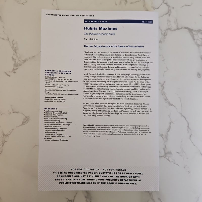 Hubris Maximus (Advanced Read Copy) 