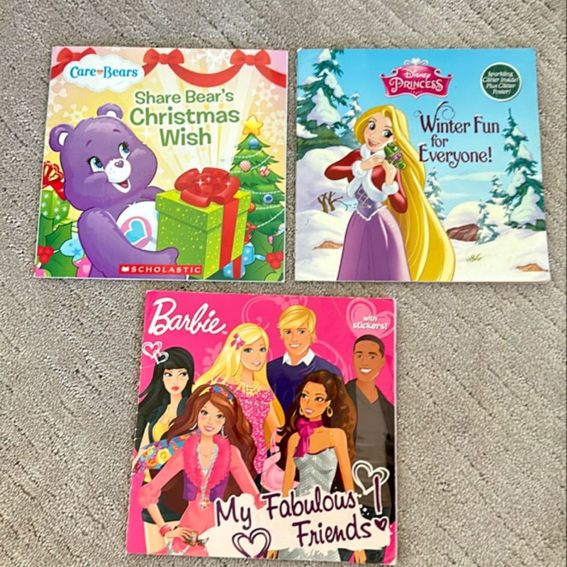 Children’s book bundle 3 books Disney, Care Bears and Barbie 