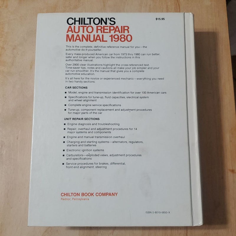 Chilton's Auto Repair Manual 1980