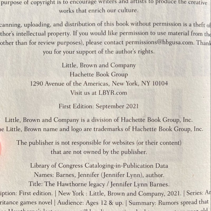 The Hawthorne Legacy (First Edition) (B&N Exclusive Edition)