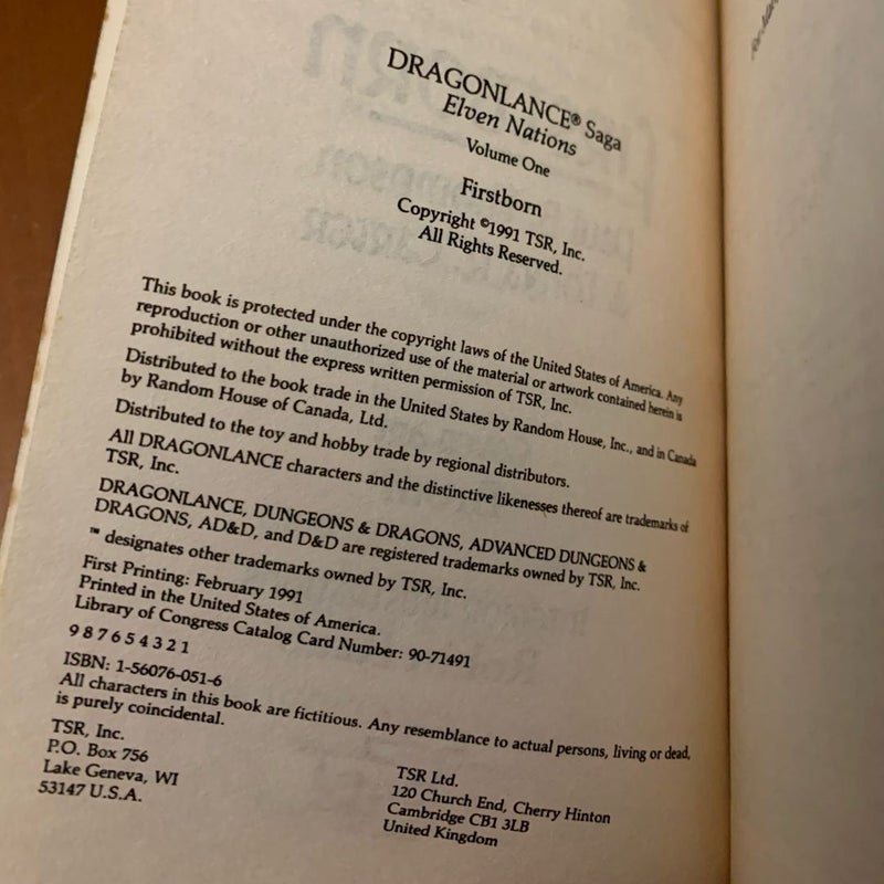 Vintage 1991 First Edition DragonLance: Complete Elven Nations & Dwarven Nations Trilogy Set: Firstborn, The Kinslayer Wars, The Qualinesti, The Covenant of the Forge, Hammer and Axe, The Swordsheath Scroll