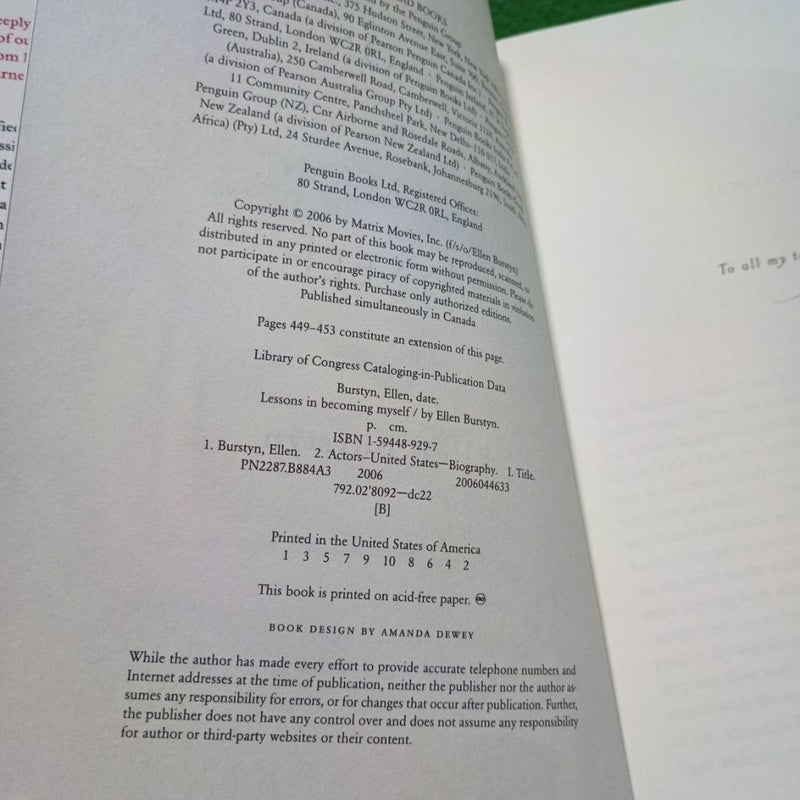 Lessons In Becoming Myself - First Edition (Printing 1)