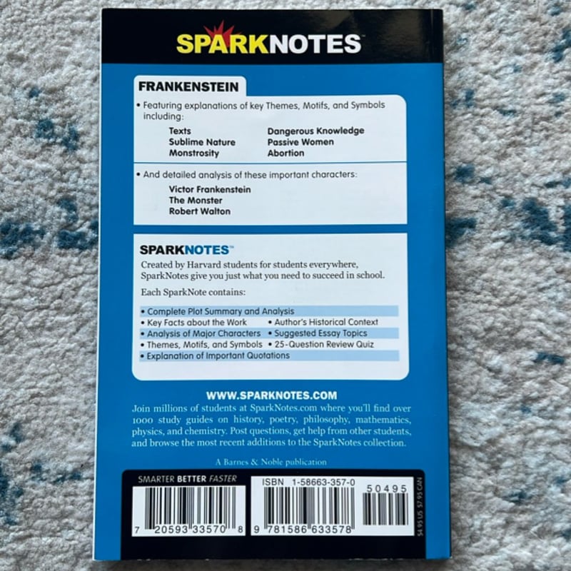 SparkNotes: Frankenstein by Mary Shelley, Paperback | Pangobooks