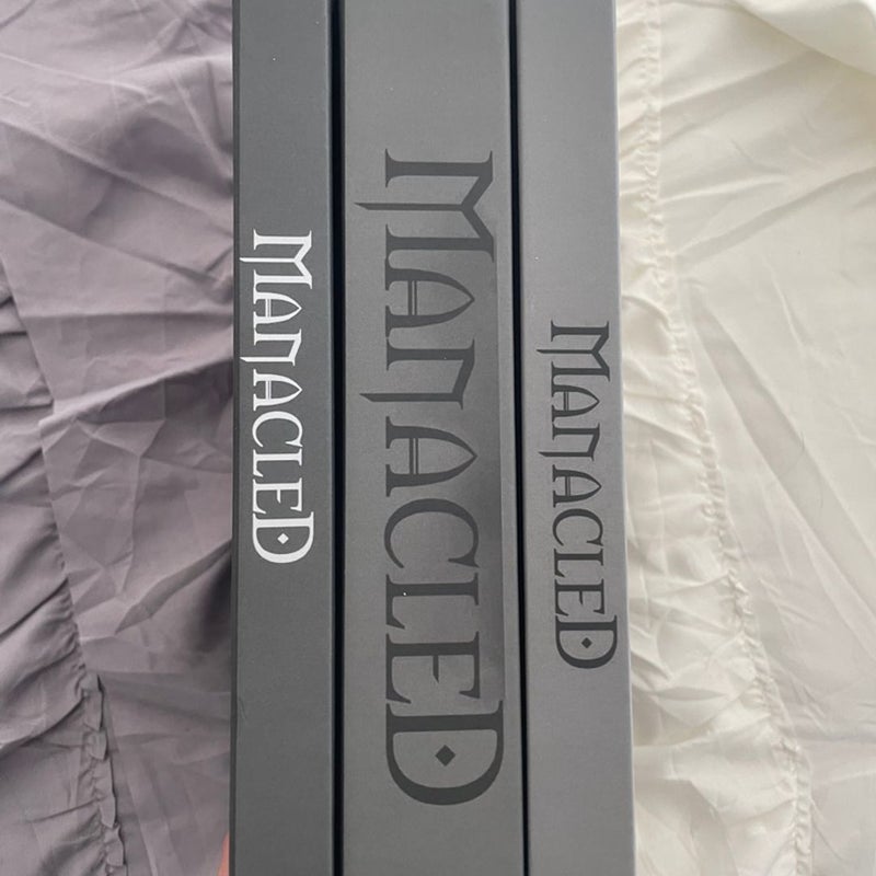 Manacled 3 volume hand bound books 