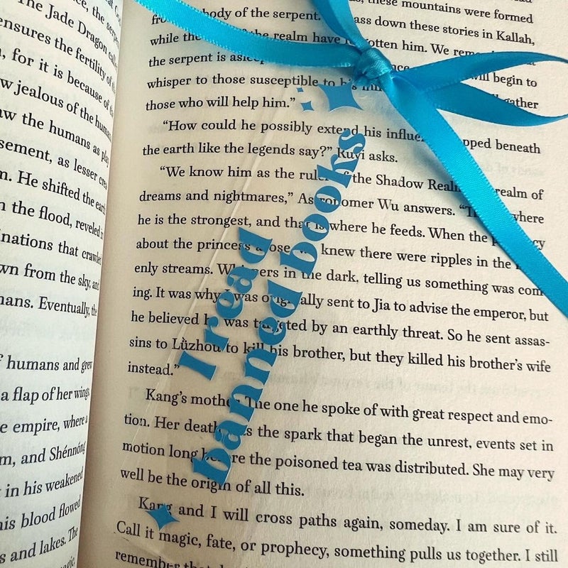 Blue “I read banned books” acrylic bookmark 