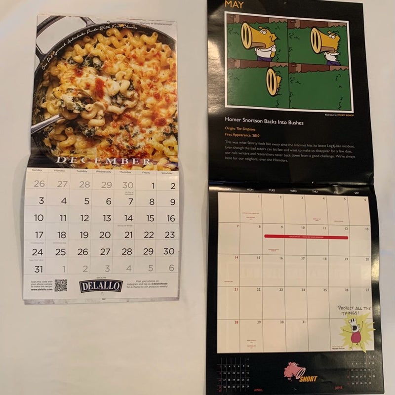 Calendar 2023 Lot Arbor Foundation, Delallo Recipes, & Snort (4) Total Calendars 