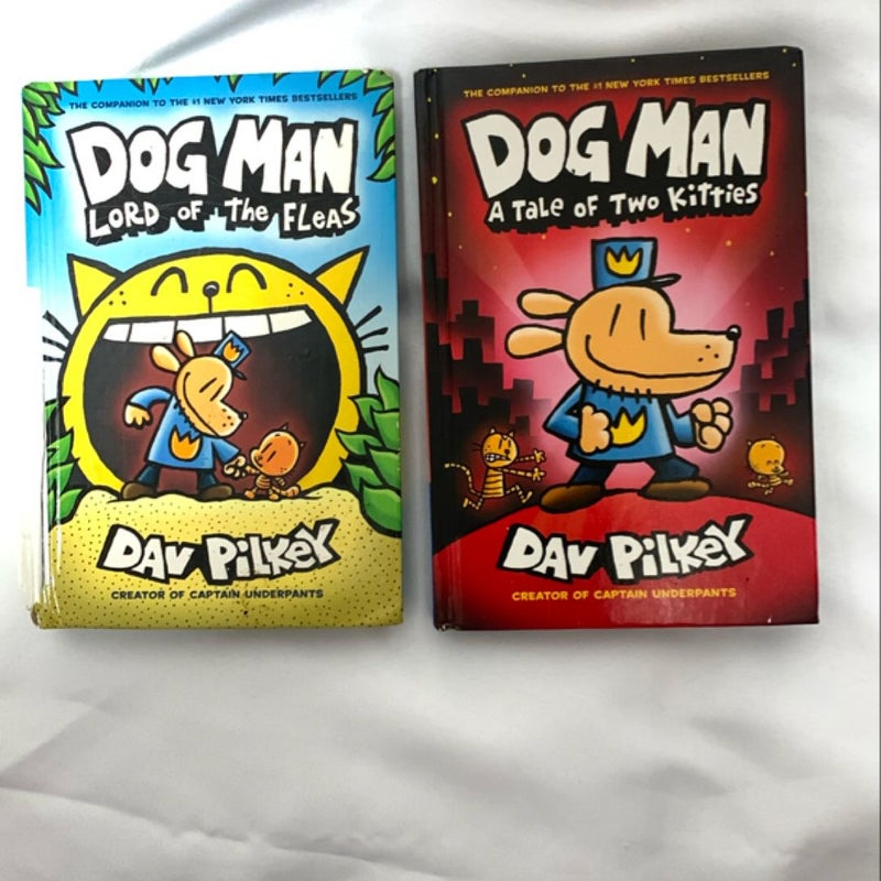 Lot of two Dog man books Lord of the Fleas and a tale of two kitties