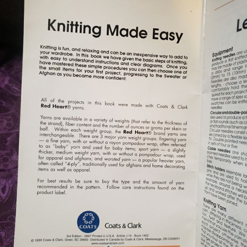 Knitting Made Easy - Booklet #1402