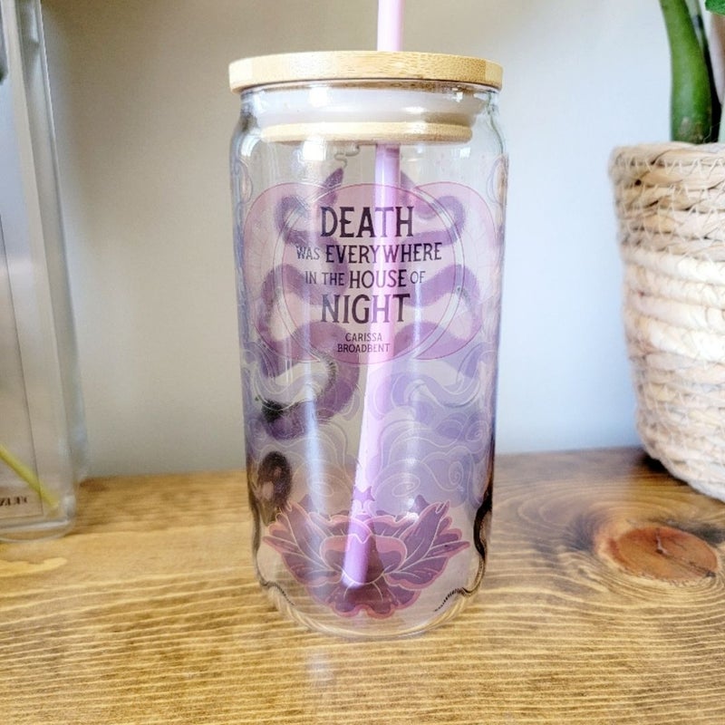 Illumicrate Serpent and the Wings of Night Glass Tumbler with silicone straw 