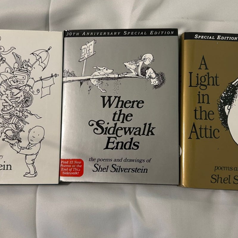 LOT OF 3! Shel Silverstein Light in the Attic/ Where the sidewalk ends 