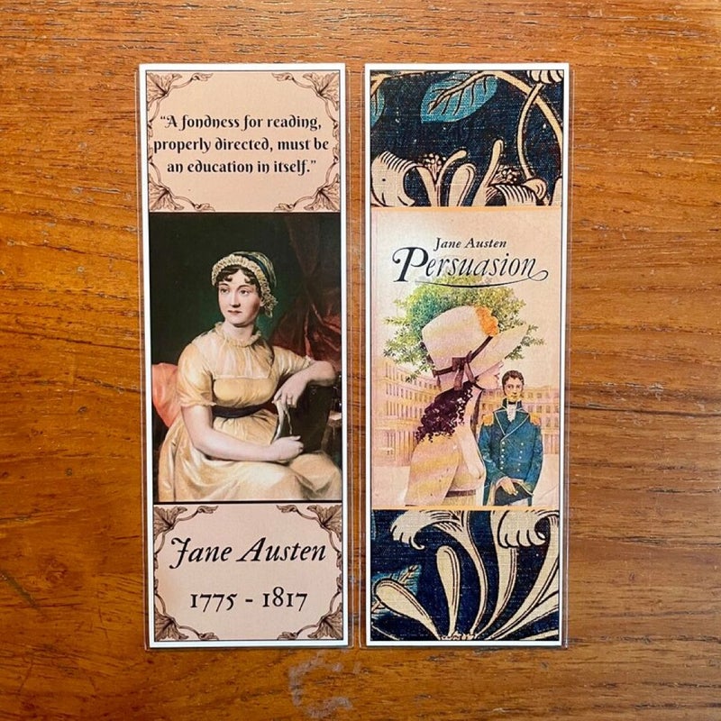 JANE AUSTEN Handmade Bookmarks Victorian Regency Classics Emma Persuasion Pride & Prejudice