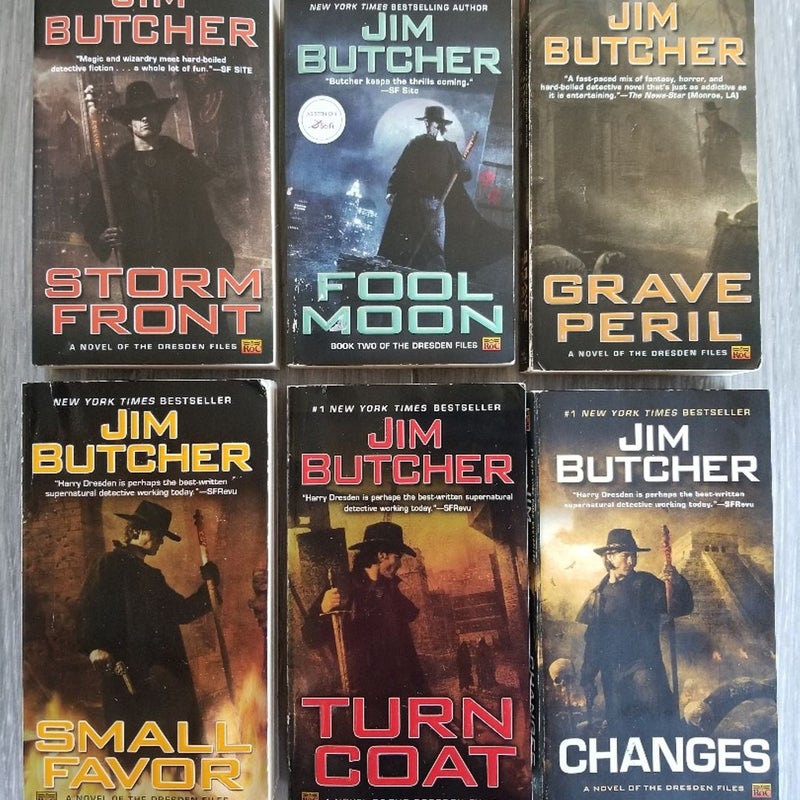 LOT OF (6) JIM BUTCHER: THE DRESDEN FILES #1-3, #10-12 1ST EDITION Urban Fantasy