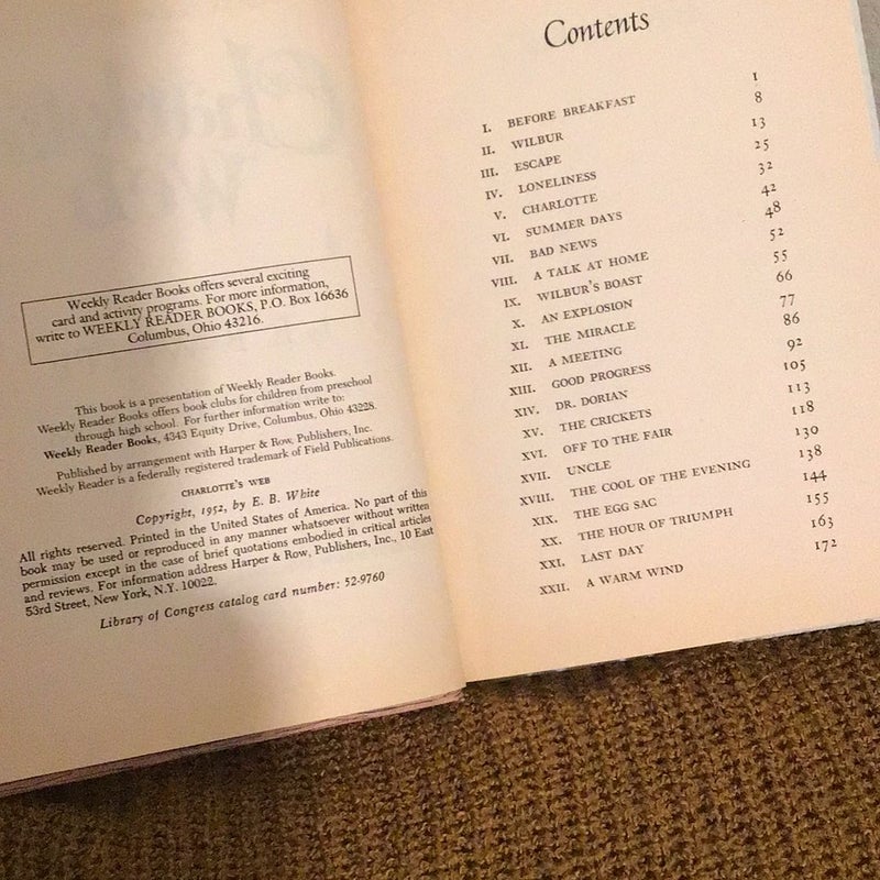 Charlotte’s Web Book hardcover 1952